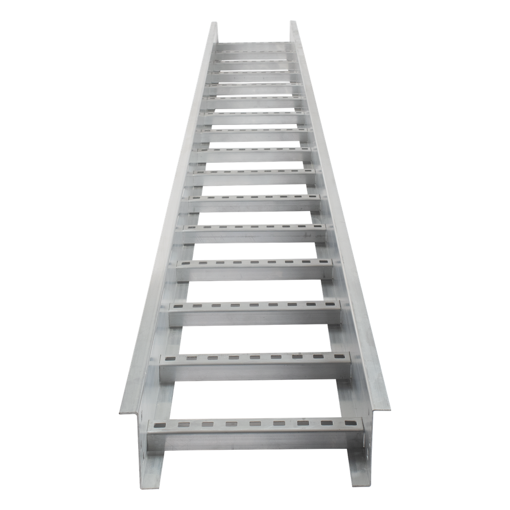 Escalera de Aluminio Portacables / Perfil Z / Peralte 3 1/4" /Paso 9" / Ancho 6" / 3.66 metros / Capacidad Máx. 137 Cables / Incluye Cople Union y