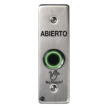 Interruptor IR NoTouch® de Acero Inoxidable, Montaje Delgado, Caja Posterior, ABIERTO