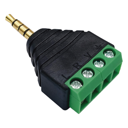Conector de audio de 3.5mm macho a terminal de tornillo de 4 pines