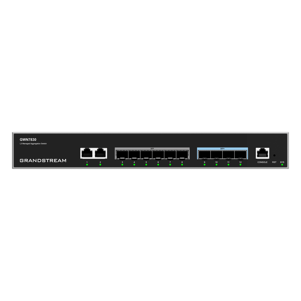 Switch de Agregación Capa 3 GWN7830 / 2 Puertos Gigabit Ethernet / 6 Puertos Gigabit SFP / 4 Puertos 10Gigabit SFP+ / QoS Integrada / Soporte IPv6 e
