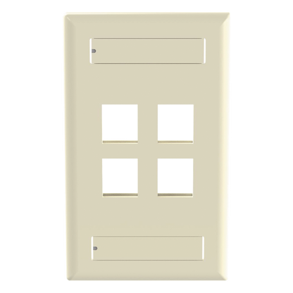 Placa de Pared Vertical, Salida Para 4 Puertos Keystone, Con Espacios Para Etiquetas, Color Marfil