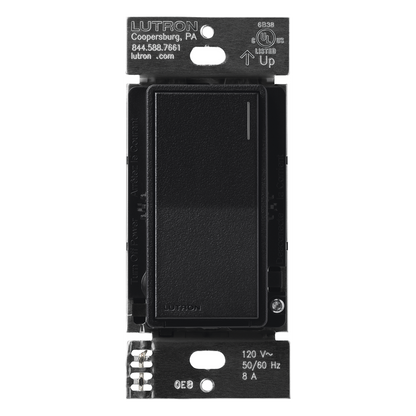 Apagador electrónico Sunnata de encendido y apagado, 8 A en iluminación y motores de 1/4 HP a 120 V, requiere neutro, color negro Midnight satinado