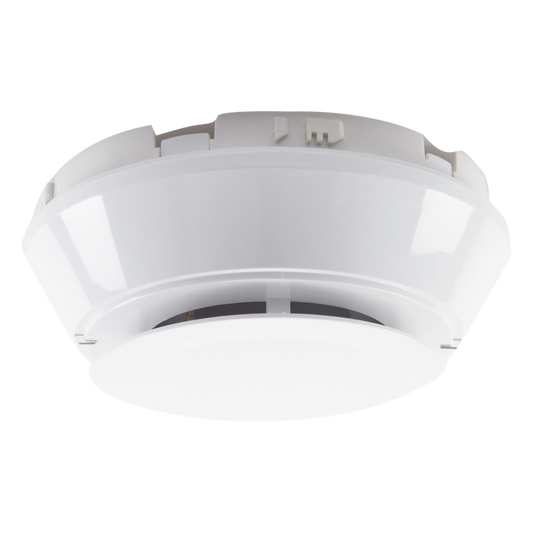 Detector de humo fotoeléctrico y térmico direccionable de 57°C, protocolo FlashScan, para lazo SLC de dos hilos, color blanco