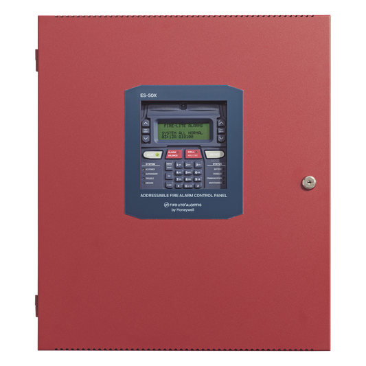 Panel de detección de incendio direccionable inteligente con comunicador dual POTS/IP preinstalado, 50 dispositivos en un lazo SLC, 2 NAC Clase A/B