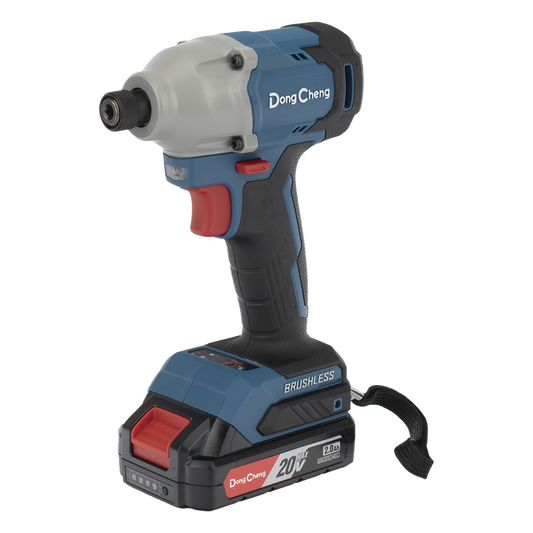 Atornillador de Impacto Inalámbrico 20V / Motor Brushless / Portabrocas Hexagonal 1/4 in / 90-180 Nm Torque / Batería 2.0Ah con Maletín