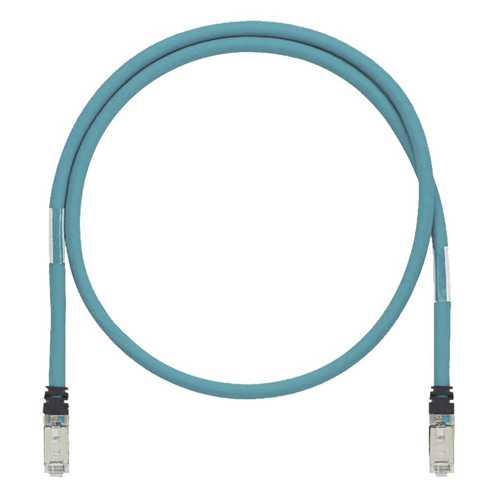 Patch Cord Cat6A de Grado Industrial 600V, Blindado SF/UTP, Calibre 26 AWG, Color Aqua, 60 cm (23.62 pulgadas).