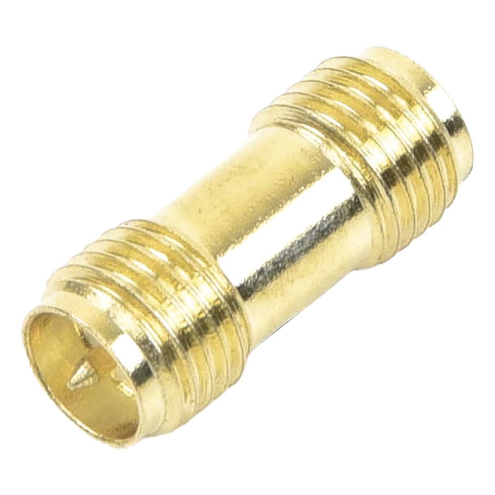 Adaptador Barril de SMA Hembra Inverso a SMA Hembra Inverso, Oro/ Oro/ Teflón