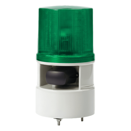 Luces de advertencia color Verde con sirena incorporada con 5 tonos máx. 105 dB en 110 VCA