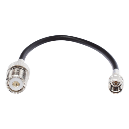 Jumper Adaptador de Conector Mini UHF Macho a UHF Hembra (SO-239), Níquel/ Oro y Plata/ Delrin