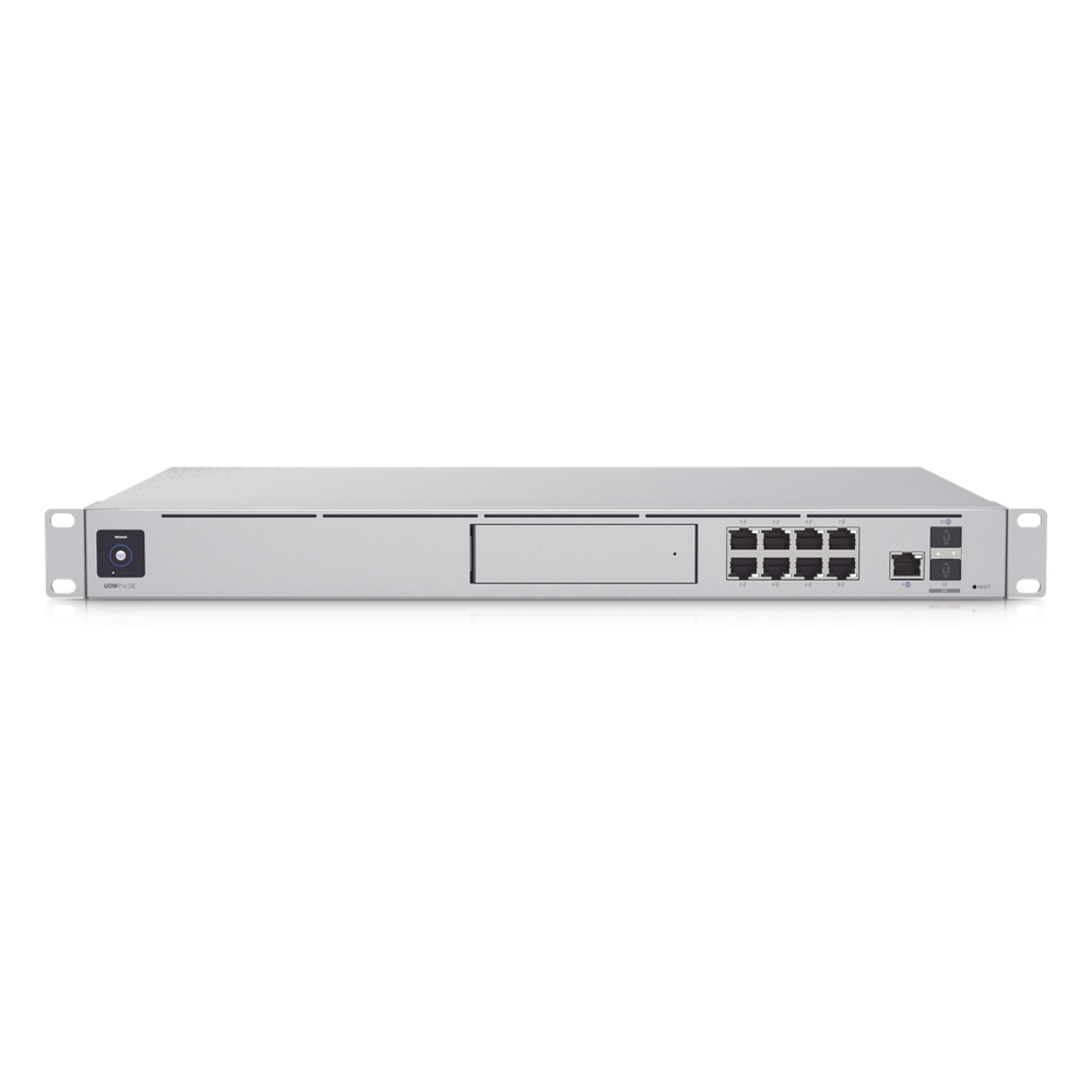 UniFi OS Console: Dream Machine Special Edition, 8 puertos LAN RJ45 con POE, 1 LAN SFP+, 1 WAN 2.5G RJ45 y 1 WAN SFP+, 128 GB de memoria interna.