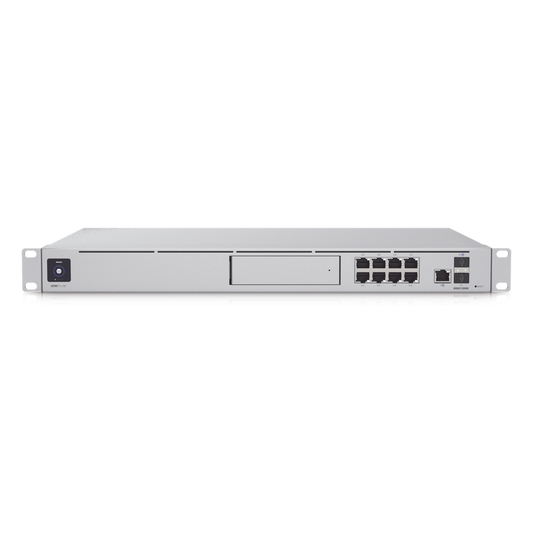 UniFi OS Console: Dream Machine Special Edition, 8 puertos LAN RJ45 con POE, 1 LAN SFP+, 1 WAN 2.5G RJ45 y 1 WAN SFP+, 128 GB de memoria interna.