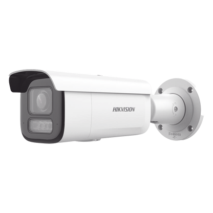 [Dual Light + 2 Micrófonos Integrados] Bala IP 6 Megapixel / Lente Mot. 2.8 a 12 mm / 60 mts Luz Blanca + 60 mts IR / Exterior IP67 / IK10 / WDR 120