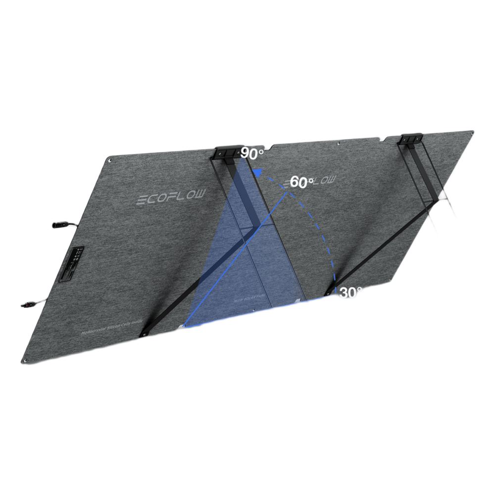 Módulo Solar Bifacial, Portátil y Flexible de 160W Recomendado para Estaciones Portátiles EcoFlow / Ajuste de Ángulo / Carga Eficiente / Incluye