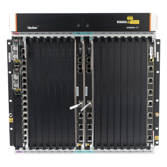 OLT Carrier Class Modular GPON, 16 Ranuras de Servicio, Incluye 1 Tarjeta de Servicio, crecimiento hasta 256 puertos GPON o 128 XGPON, Gestión por