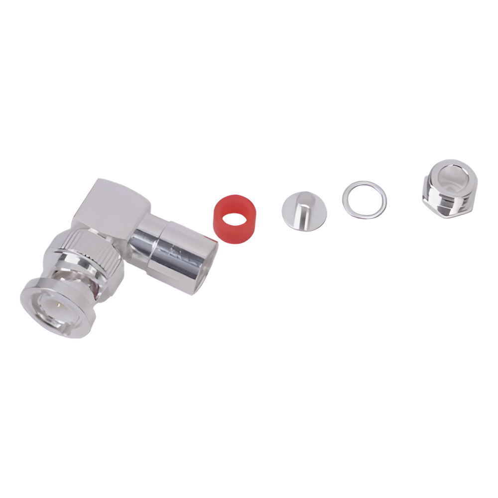 Conector BNC Macho en Ángulo Recto de Rosca para LP-195, LP-142, LMR-195, RG-58/U, RG-142/U, Plata/Oro/Teflón