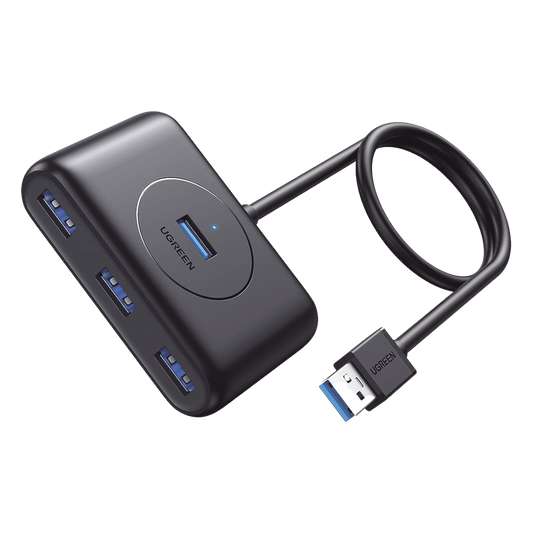 HUB USB-A 3.0 4 en 1 | 4 Puertos USB-A 3.0 (5Gbps) | Entrada USB-C (PD 5V2A) | Cable de 1 Metro | Indicador Led | Ideal para Transferencia de Datos |