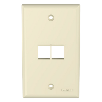 Placa de Pared Vertical, Salida Para 2 Puertos Keystone, Color Marfil