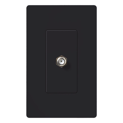 Salida de pared para cable coaxial con conector tipo F de 75 ohms, un puerto, apertura tipo designer, línea Satin Colors color Midnight