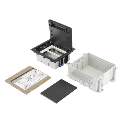 Caja de Suelo Simon Serie S / Para Voz, Datos o Contactos Eléctricos / Capacidad para 2 Módulos / Con Registro Integrado para Fijación en Concreto
