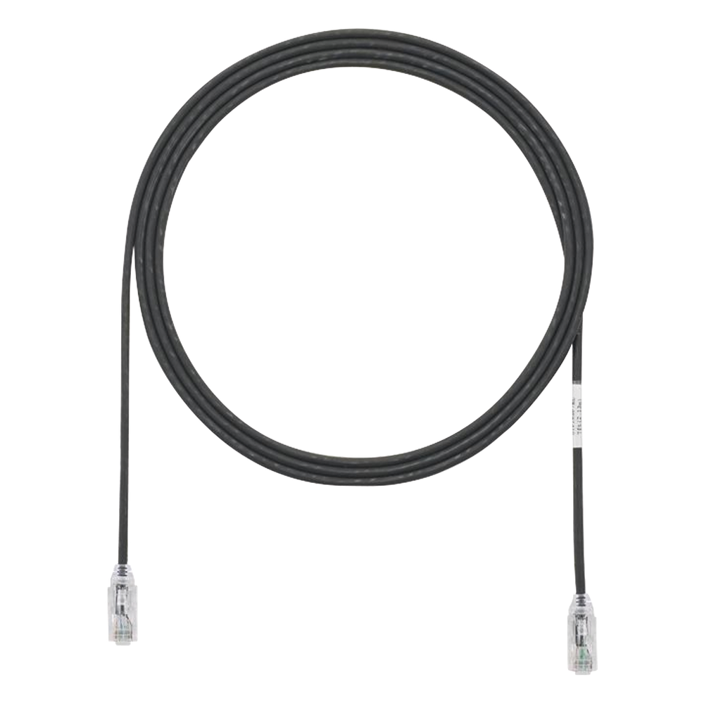 Cable de Parcheo TX6, UTP Cat6, Diámetro Reducido (28AWG), Color Negro, 2.13 Metros (7 Pies)