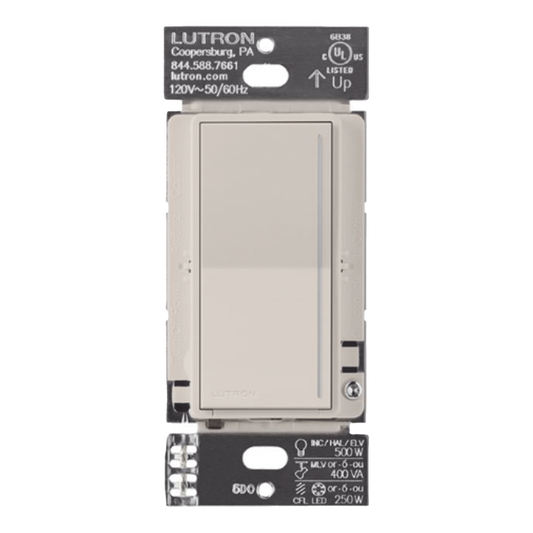 Atenuador de pared táctil RadioRA 3 Sunnata PRO, requiere neutro, hasta 250 W LED/CFL, compatible con 3 vías, taupe