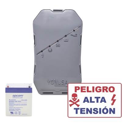 KIT deEnergizador 12,000Volts - .5 Joules / 500 Mts Lineales de Protección / Cercas Electrificadas / Llavero Incluido