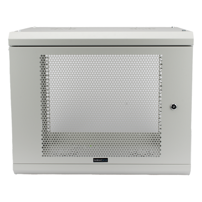 Gabinete de Pared de 9U con Puerta Perforada 455 mm de Profundidad, Rack de 19'', Acero Reforzado Color Blanco