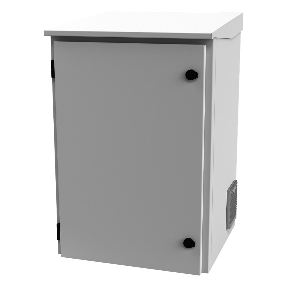 Gabinete de Exterior con Rack de 19" de 16U con Ventiladores y Termostato, Se envía el Gabinete Armado. (Montaje a poste o torre se vende por