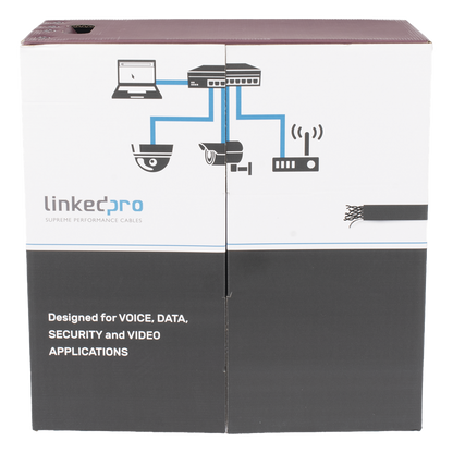 Bobina de Cable UTP 305 Metros (1000 Pies), Cat5e con Doble Forro, para Exterior, Climas Extremos, Color Negro