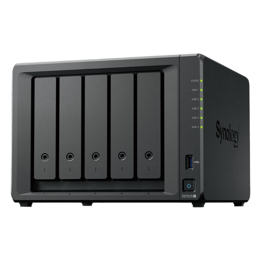 NAS DiskStation DS1525+ | 5 Bahías | Expansión hasta 15 Bahías | 2 Puertos 2.5GbE | Soporte 10GbE | Almacenamiento en Caché SSD | Hasta 300 TB de