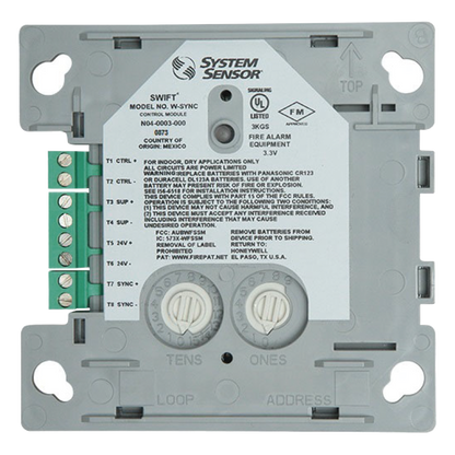 Módulo de Sincronización Inalámbrico / Compatible con Paneles Notifier, Fire-Lite, Silent Knight y Farenhyt / Incluye Baterías