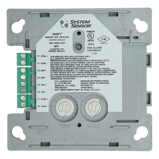 Módulo de Sincronización Inalámbrico / Compatible con Paneles Notifier, Fire-Lite, Silent Knight y Farenhyt / Incluye Baterías