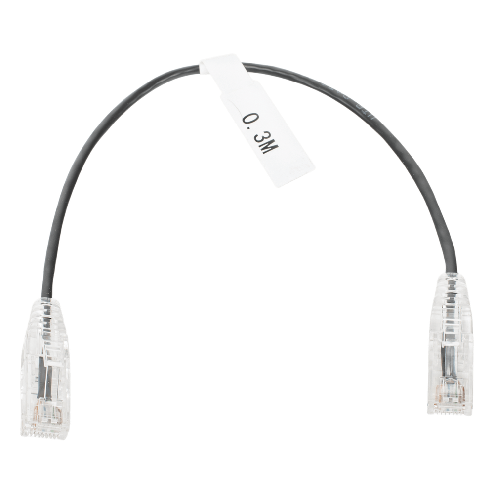 Cable de Parcheo Slim UTP Cat6 - 30 cm (11.81 Pulgadas) Negro Diámetro Reducido (28 AWG)