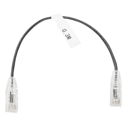 Cable de Parcheo Slim UTP Cat6 - 30 cm (11.81 Pulgadas) Negro Diámetro Reducido (28 AWG)