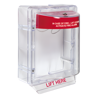 Cubierta Protectora Serie Stopper II® De Policarbonato, Con Bocina, Espaciador Transparente, Montaje en Superficie, Etiqueta en Inglés