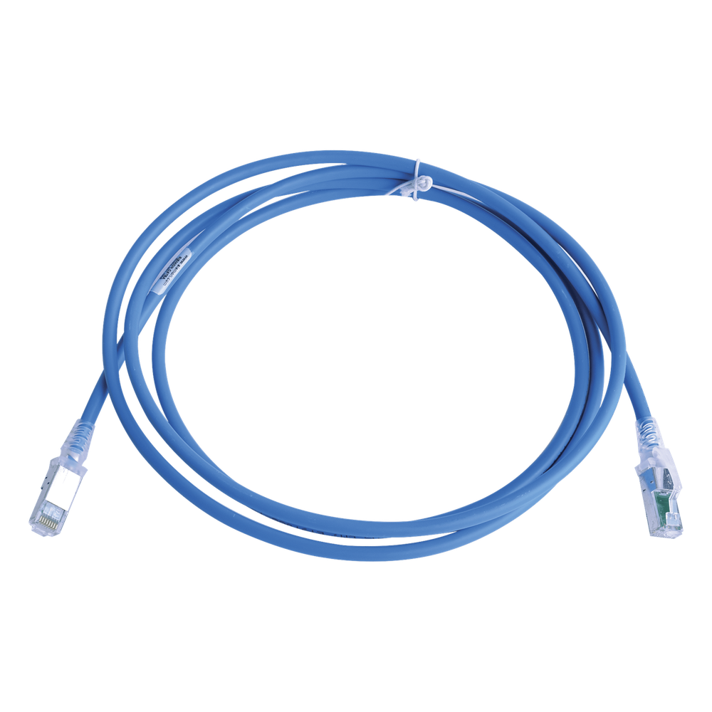 Patch Cord Z-MAX Cat6A S/FTP, CM/LS0H, 2.13 Metros (7 Pies), Color Azul, Versión Bulk (Sin Empaque Individual)