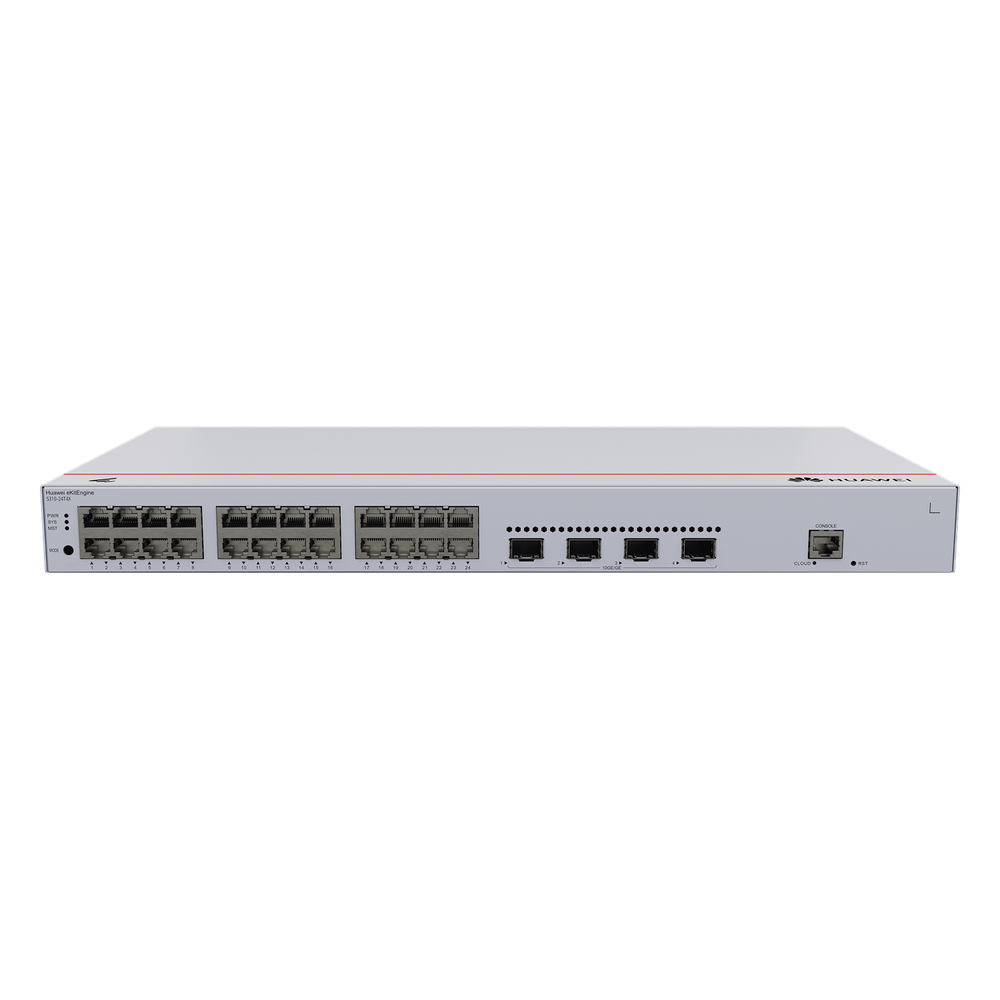 Switch de Distribución/Core Gigabit Administrable Capa 3 / 24 puertos 10/100/1000 Mbps / 4 Puertos 10GE SFP+ Uplink / ERPS / Rutas Estáticas / iStack