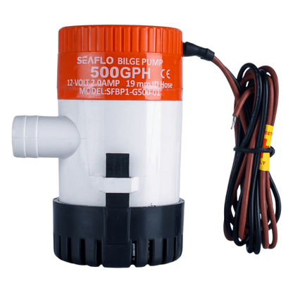 Bomba Achique SEAFLO SFBP1-G50-01 / 500 GPH (1893 LPH) / 12V CD / No Automática / Anti-Airlock / Sellos Herméticos / Filtro Removible