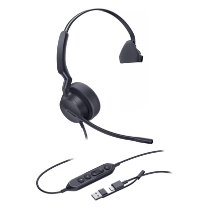 Auriculares Yealink UH42 Mono con cancelación de ruido por IA para Microsoft Teams, USB-C/A e indicador de ocupado