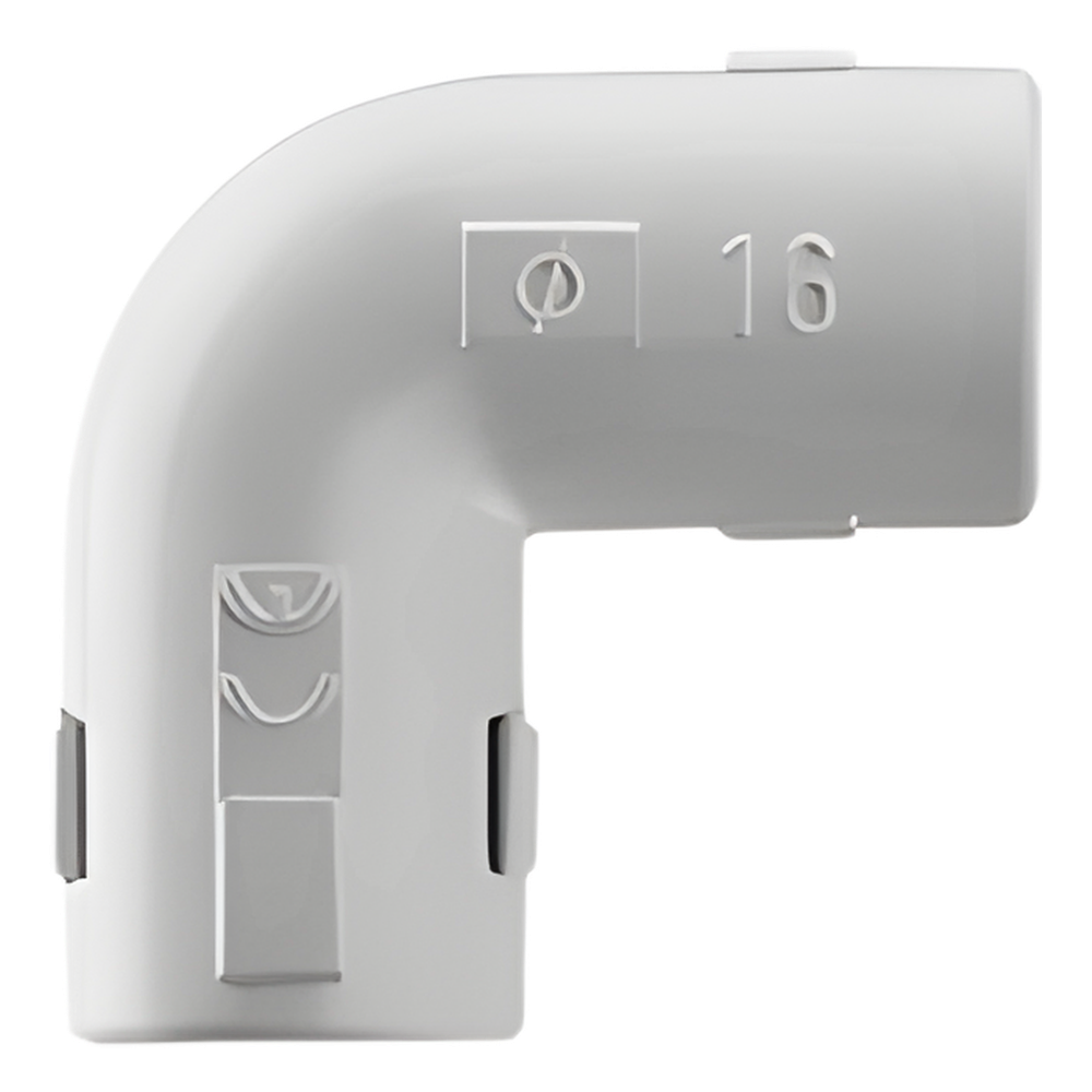 Unión en "L" (Codo) para tubería rígida, recomendado para cable eléctrico, PVC Auto-extinguible, de 20 mm