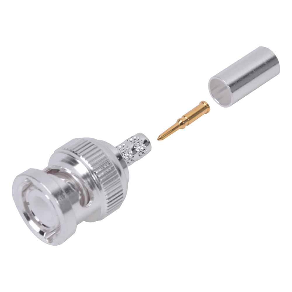 Conector BNC Macho de Anillo Plegable para Cable LP-142, LP-195, LMR-195, RG-58/U, RG-142/U, Plata/Oro/Teflón