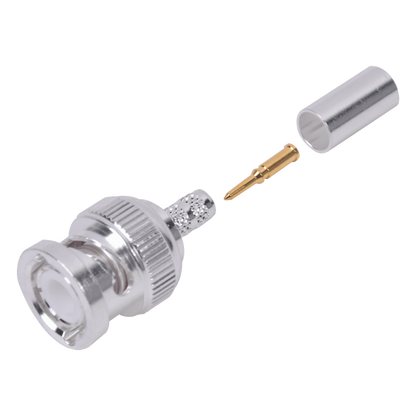 Conector BNC Macho de Anillo Plegable para Cable LP-142, LP-195, LMR-195, RG-58/U, RG-142/U, Plata/Oro/Teflón