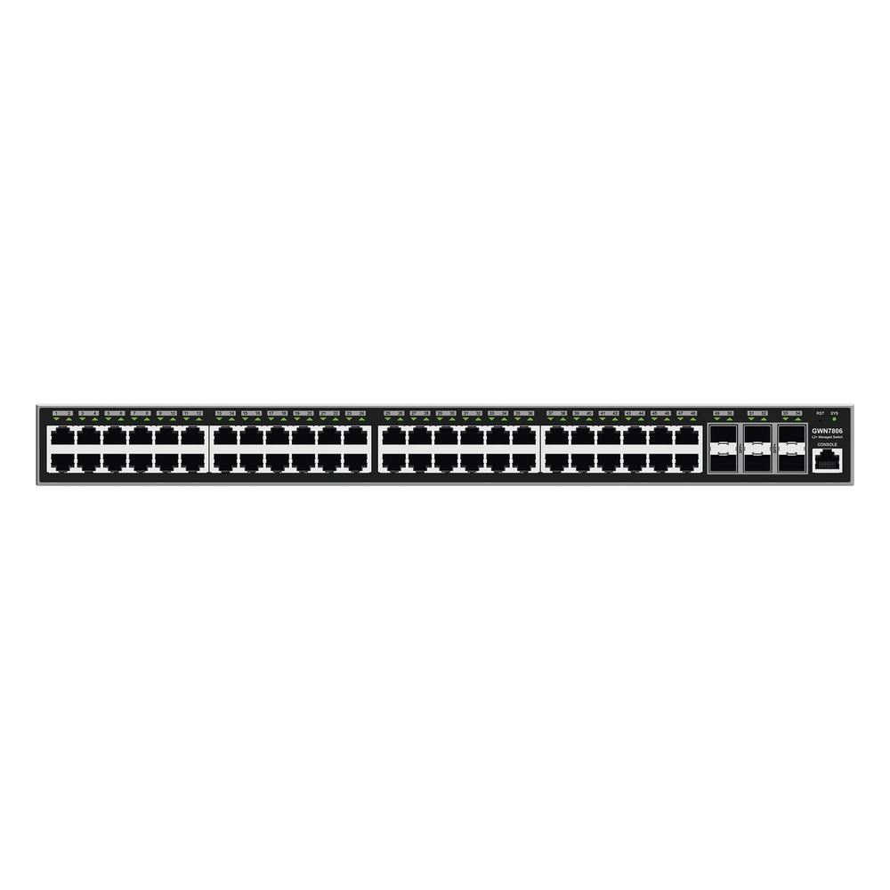 Switch Gigabit Administrable / 48 puertos 10/100/1000 Mbps + 6 Puertos SFP+ / Compatible con GWN Cloud.