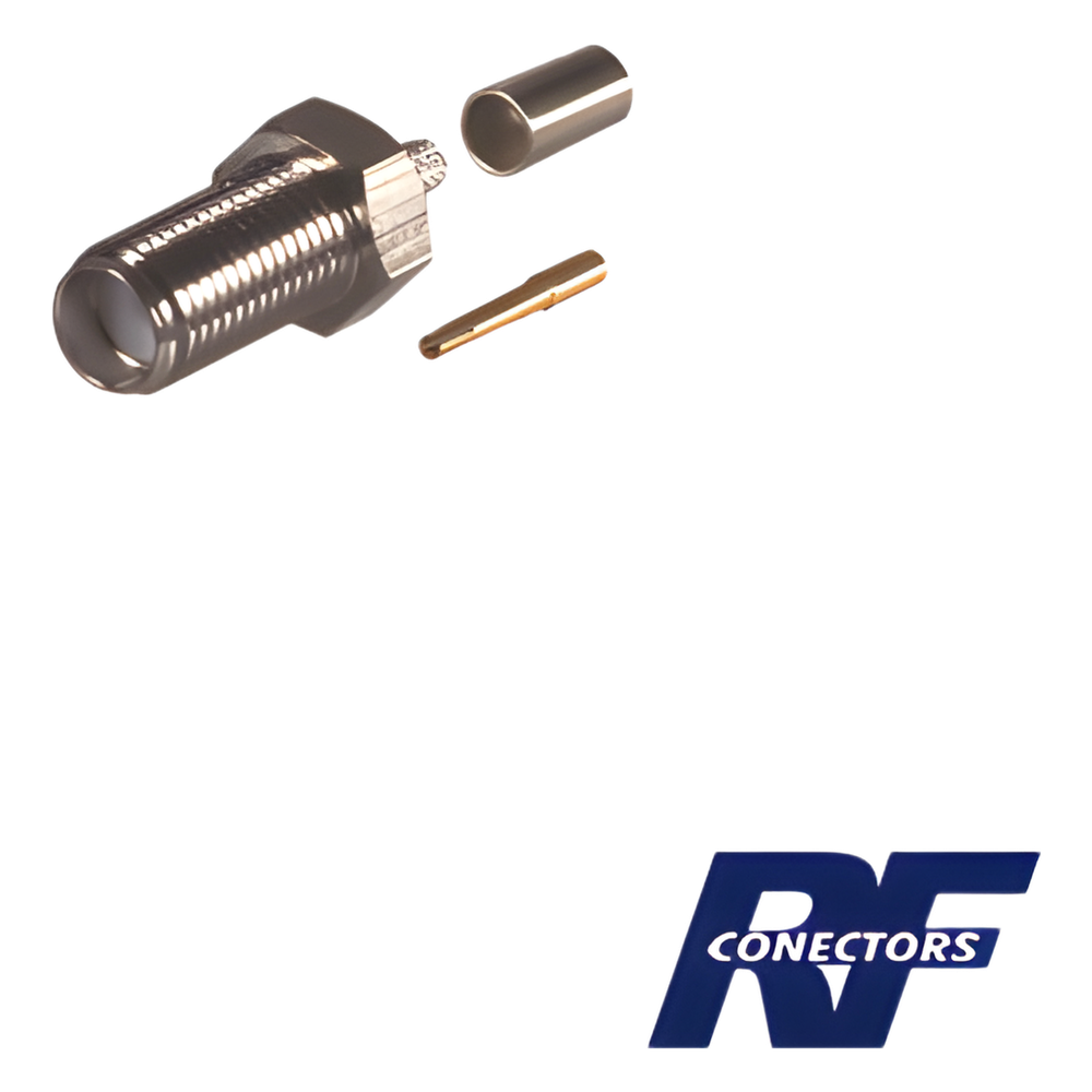 Conector SMA Hembra de Anillo Plegable para Cable RG-58/U, Niquel/ Oro / Teflón
