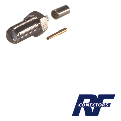Conector SMA Hembra de Anillo Plegable para Cable RG-58/U, Niquel/ Oro / Teflón