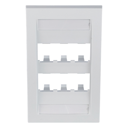 Placa de Pared Vertical Ejecutiva, Salida Para 6 Puertos Mini-Com, Con Espacios Para Etiquetas, Color Blanco