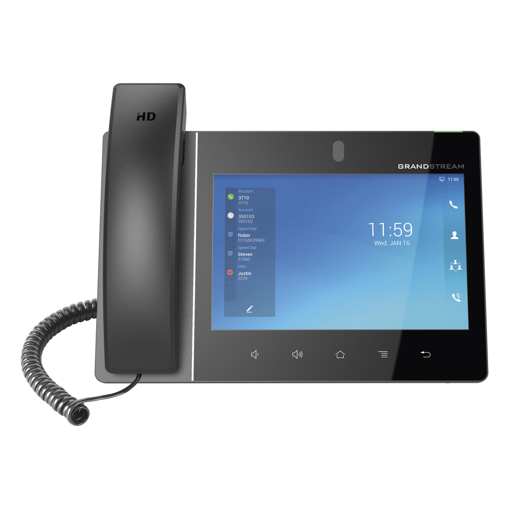 Teléfono IP Android 11, 16 líneas SIP con 16 cuentas, pantalla táctil 8", puertos Gigabit, Wi-Fi, Bluetooth, PoE, codec Opus, IPV4/IPV6 con gestión
