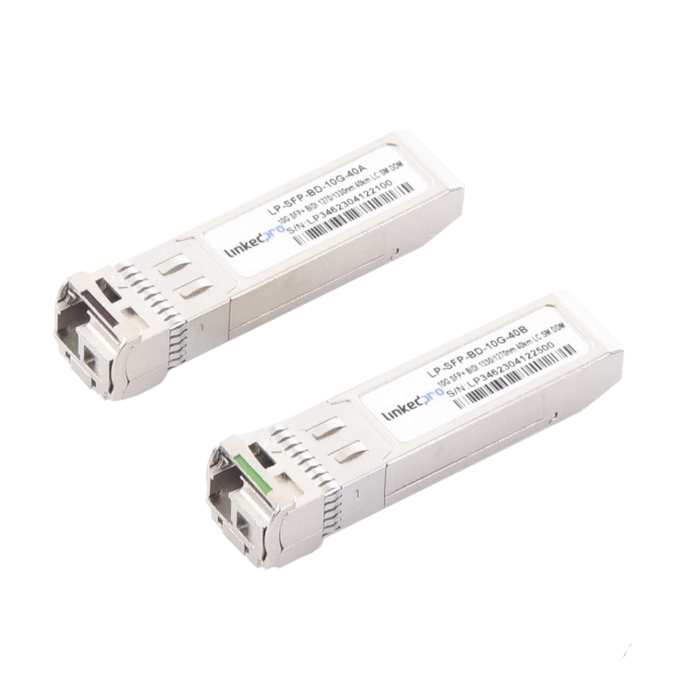 Transceptores Ópticos Bidireccionales SFP+ (Mini-Gbic) / Monomodo 1270 & 1330 nm / 10 Gbps / 1000BASE-BX / Conector LC/UPC Simplex / DDM / Hasta 40