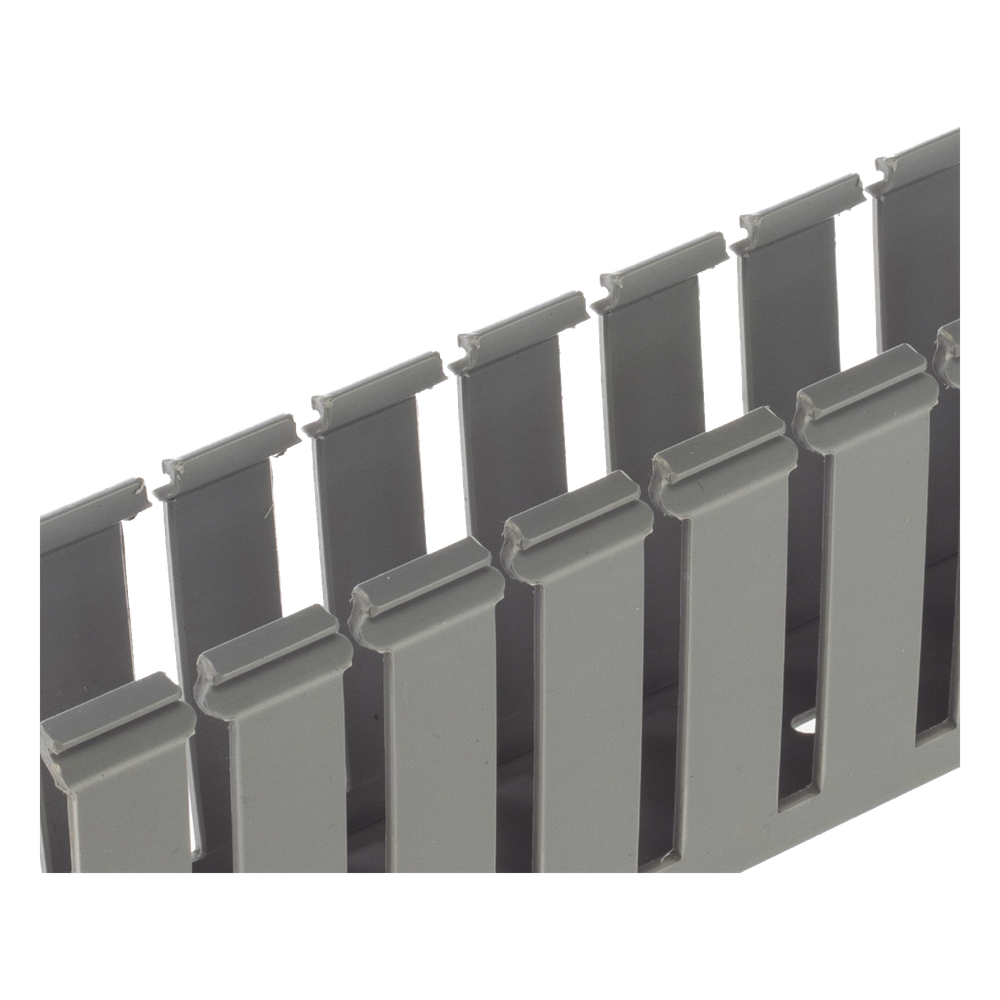 Canaleta Ranurada de PVC sin Tapa, Tipo G, 3.25 in de Ancho, 3.12 in de Alto y 1828.8 mm de Largo, Color Gris