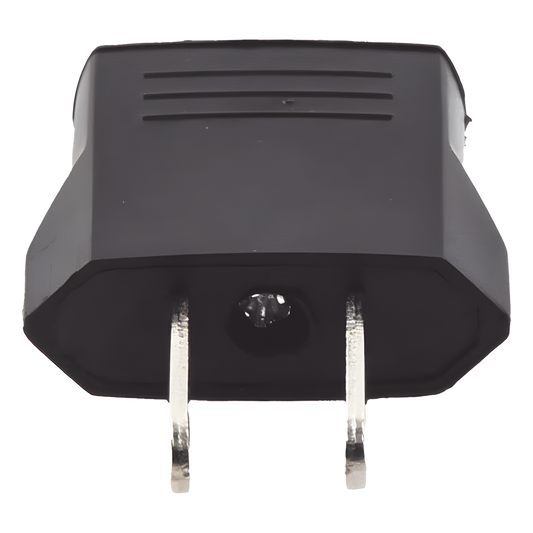 Adaptador de enchufe europea a americano, Calidad PREMIUM @ 6 A ; 110 - 250 Vca